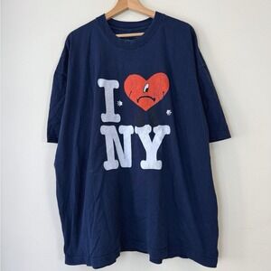 Bad Bunny Worlds Hottest Tour‎ Concert New York Love Navy Blue Tee Shirt - XXL